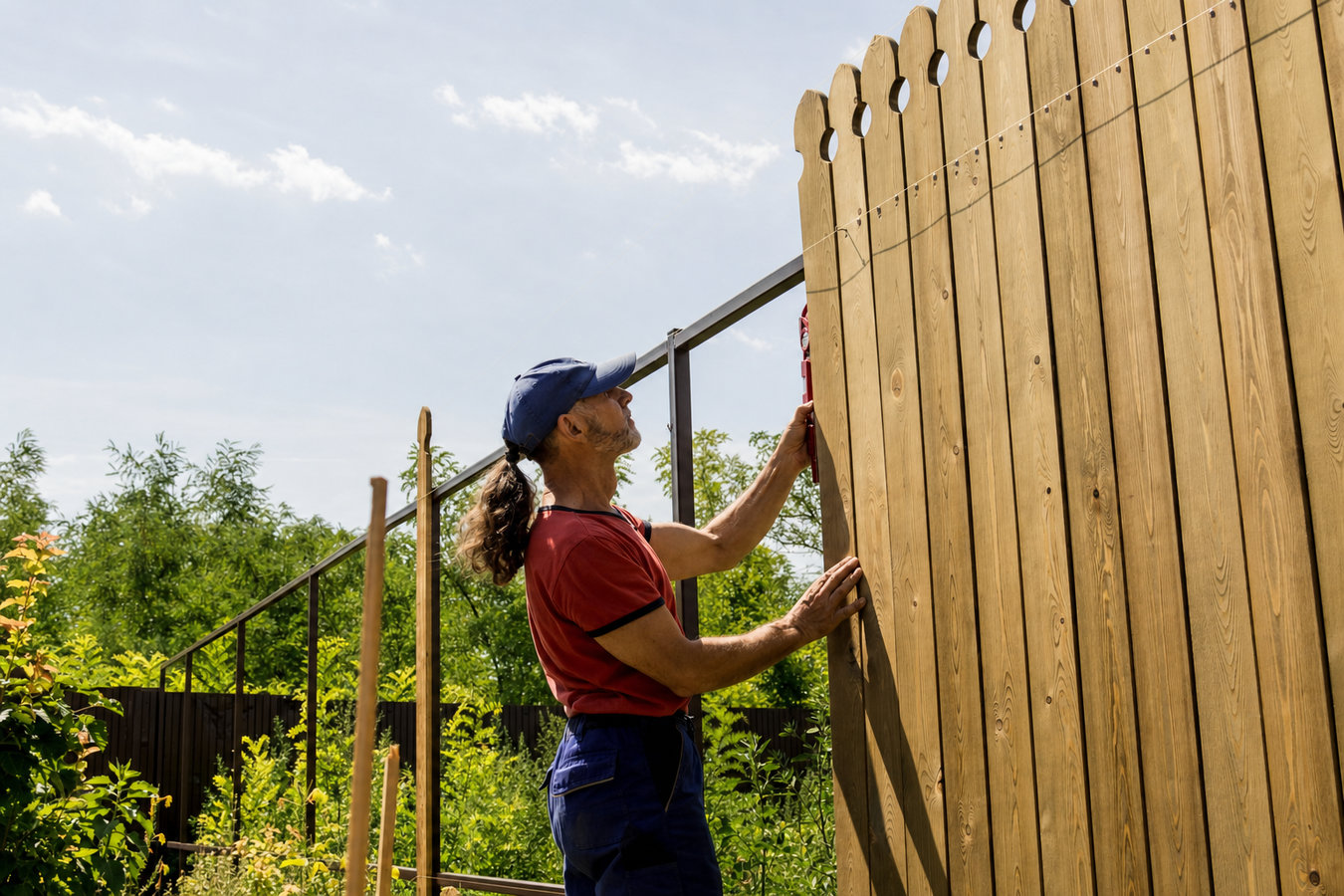 Wood fence installation